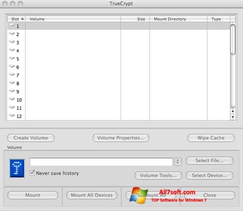 Captură de ecran TrueCrypt pentru Windows 7