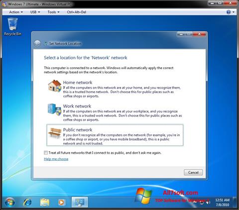 Captură de ecran Windows Virtual PC pentru Windows 7