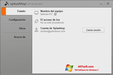Captură de ecran Splashtop Streamer pentru Windows 7