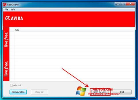 Captură de ecran Avira Registry Cleaner pentru Windows 7