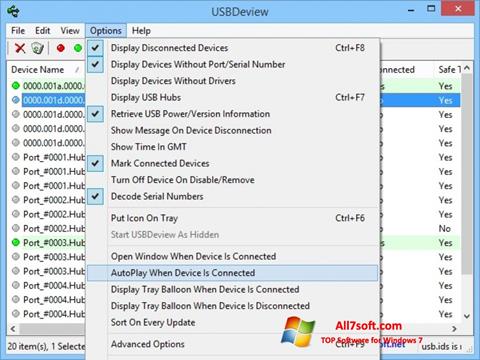Captură de ecran USBDeview pentru Windows 7