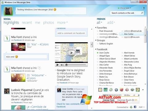 Captură de ecran Windows Live Messenger pentru Windows 7
