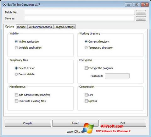 Captură de ecran Bat To Exe Converter pentru Windows 7