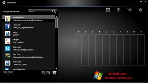Captură de ecran HP SimplePass pentru Windows 7