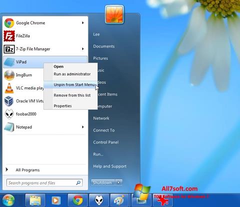 Captură de ecran ViStart pentru Windows 7