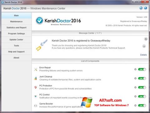 Captură de ecran Kerish Doctor pentru Windows 7