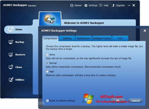 Captură de ecran AOMEI Backupper pentru Windows 7