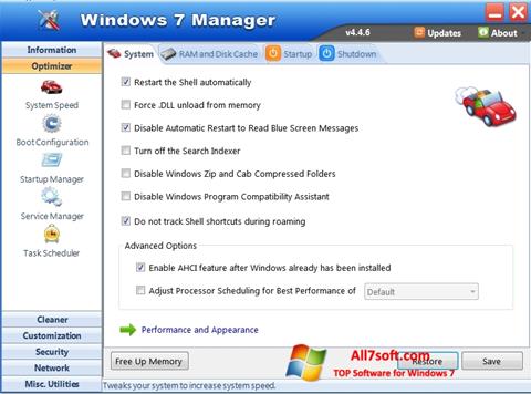 Captură de ecran Windows 7 Manager pentru Windows 7