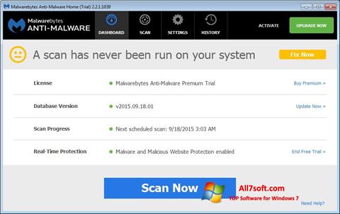 Captură de ecran Malwarebytes Anti-Malware Free pentru Windows 7