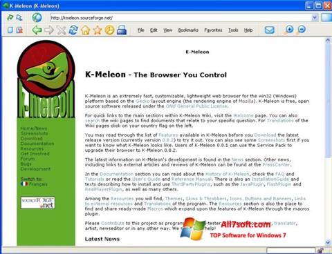 Captură de ecran K-Meleon pentru Windows 7