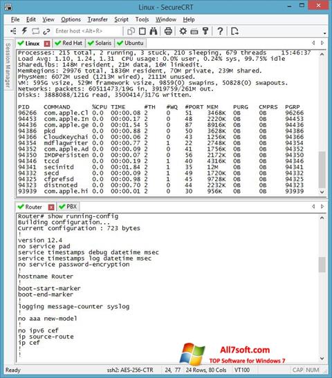 Captură de ecran SecureCRT pentru Windows 7