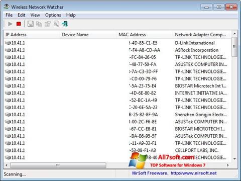 Captură de ecran Wireless Network Watcher pentru Windows 7
