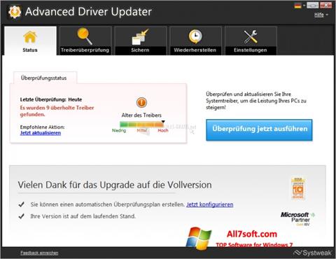Captură de ecran Advanced Driver Updater pentru Windows 7