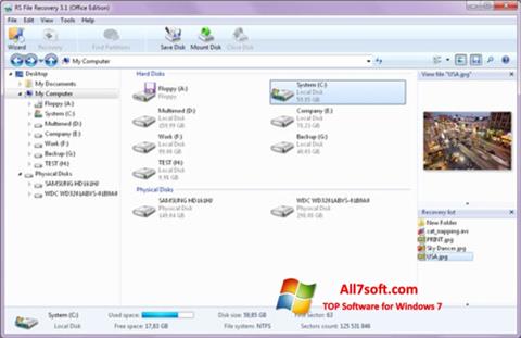 Captură de ecran RS File Recovery pentru Windows 7
