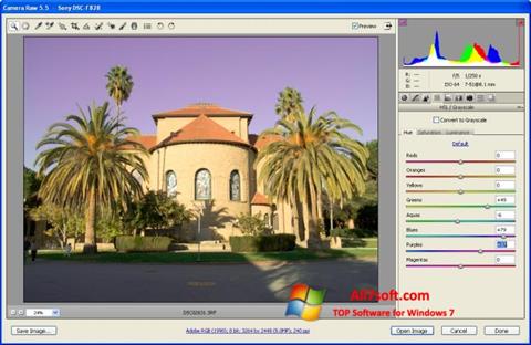 Captură de ecran Adobe Camera Raw pentru Windows 7
