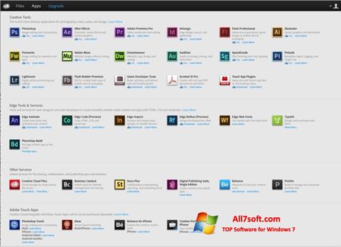 Captură de ecran Adobe Creative Cloud pentru Windows 7