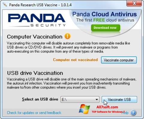 Captură de ecran Panda USB Vaccine pentru Windows 7
