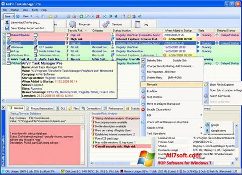 Captură de ecran AnVir Task Manager pentru Windows 7