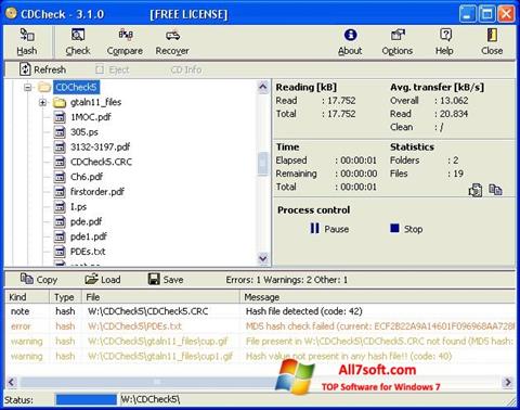 Captură de ecran CDCheck pentru Windows 7