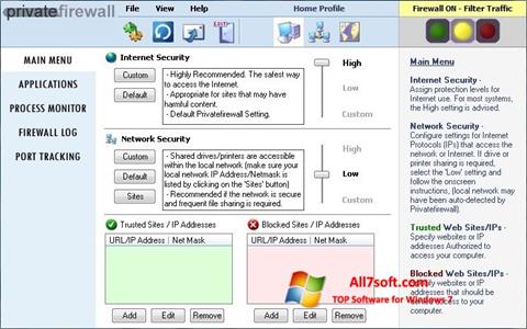 Captură de ecran Privatefirewall pentru Windows 7
