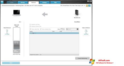 Captură de ecran WD SmartWare pentru Windows 7