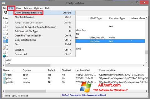 Captură de ecran Unassociate File Types pentru Windows 7