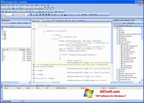 Captură de ecran phpDesigner pentru Windows 7