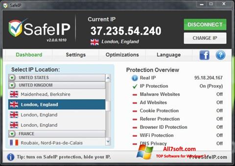 Captură de ecran SafeIP pentru Windows 7