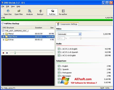 Captură de ecran DVD Shrink pentru Windows 7