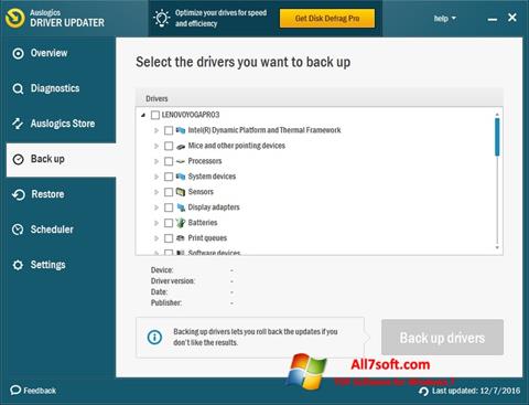 Captură de ecran Auslogics Driver Updater pentru Windows 7