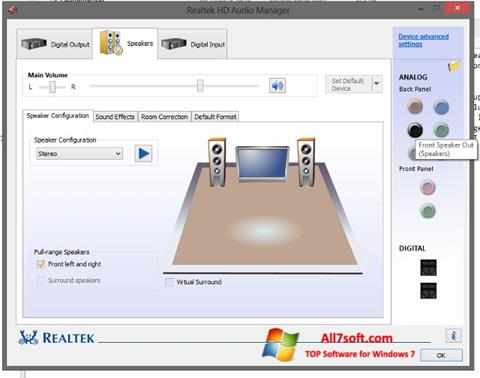 Captură de ecran Realtek HD Audio pentru Windows 7