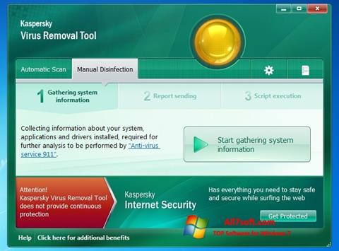 Captură de ecran Kaspersky Virus Removal Tool pentru Windows 7