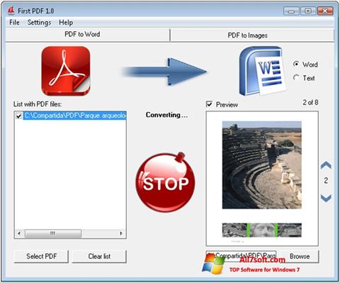 Captură de ecran First PDF pentru Windows 7