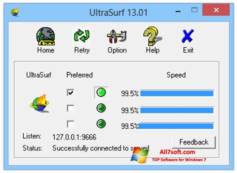 Captură de ecran UltraSurf pentru Windows 7