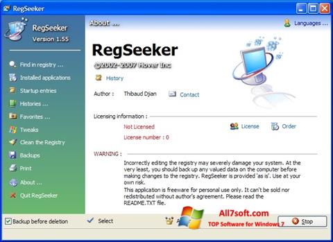 Captură de ecran RegSeeker pentru Windows 7