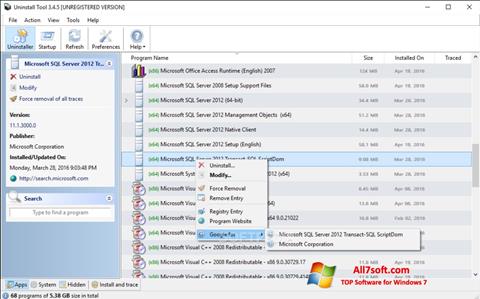 Captură de ecran Uninstall Tool pentru Windows 7