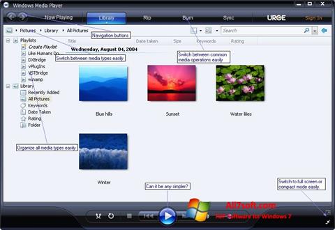 Captură de ecran Media Player pentru Windows 7