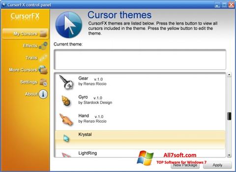 Captură de ecran CursorFX pentru Windows 7