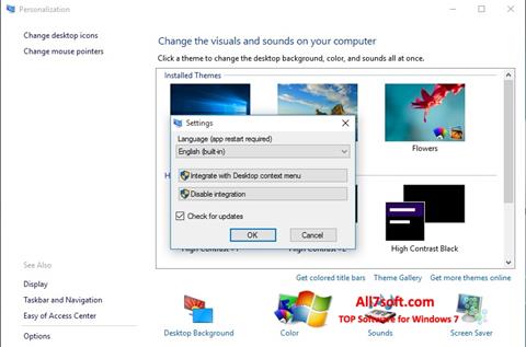 Captură de ecran Personalization Panel pentru Windows 7