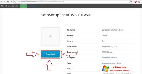 Captură de ecran WinSetupFromUSB pentru Windows 7